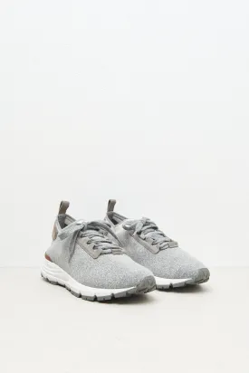 Fabric and real leather sneakers