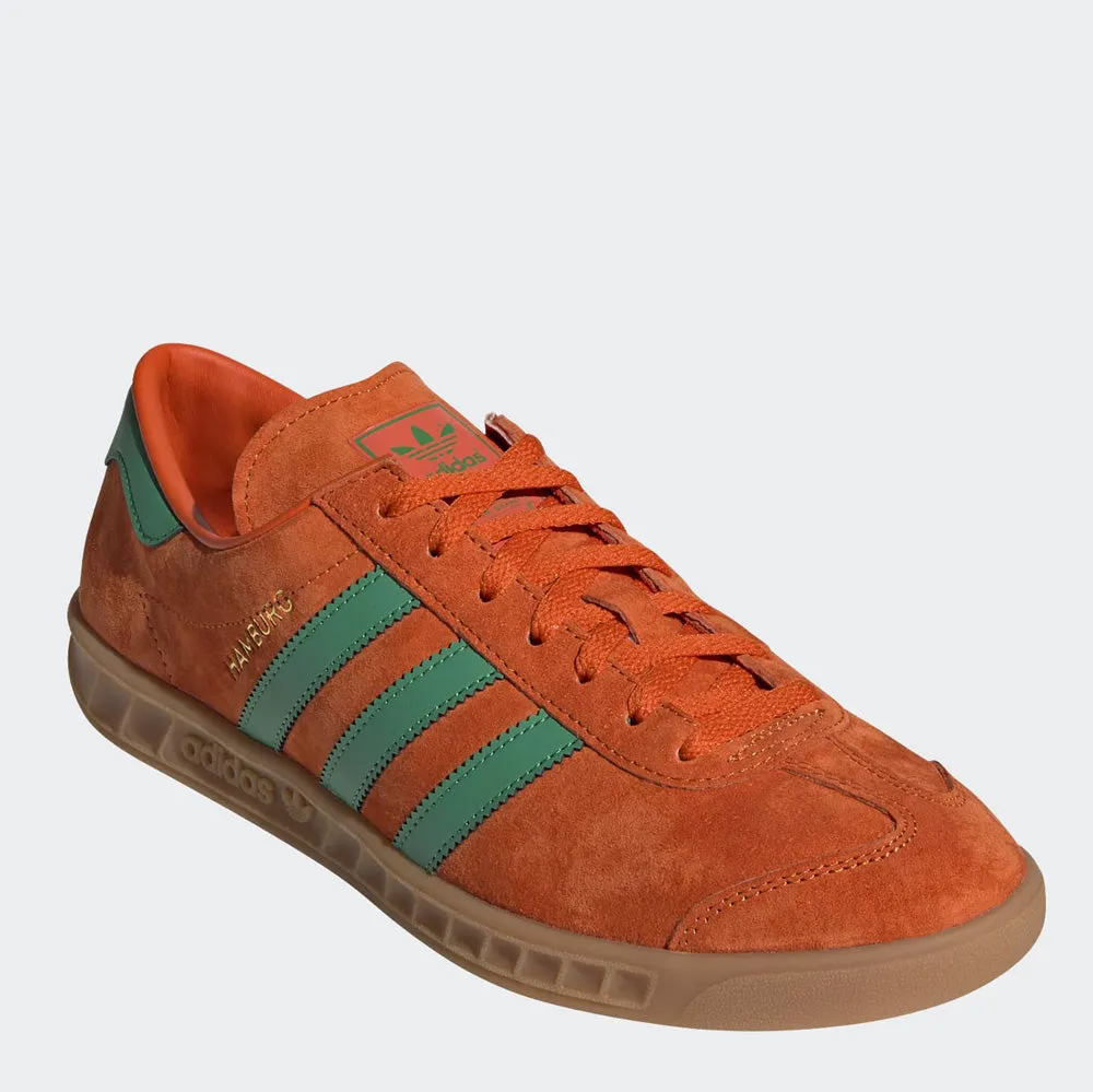 Scarpe Uomo ADIDAS Sneakers linea Hamburg in Pelle Arancione e Verde